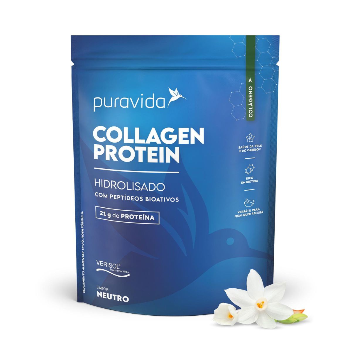Suplemento Alimentar Puravida Collagen Protein Neutro 450g