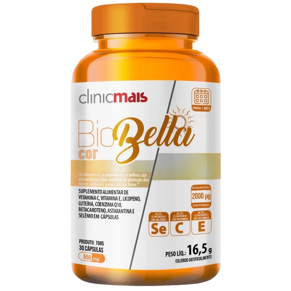 Biobella Cor - Betacaroteno com Vitaminas - 30 cápsulas - Clinicmais
