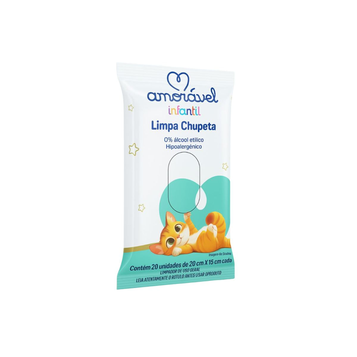 Lenço Amorável Limpa Chupeta Com 20 Unidades