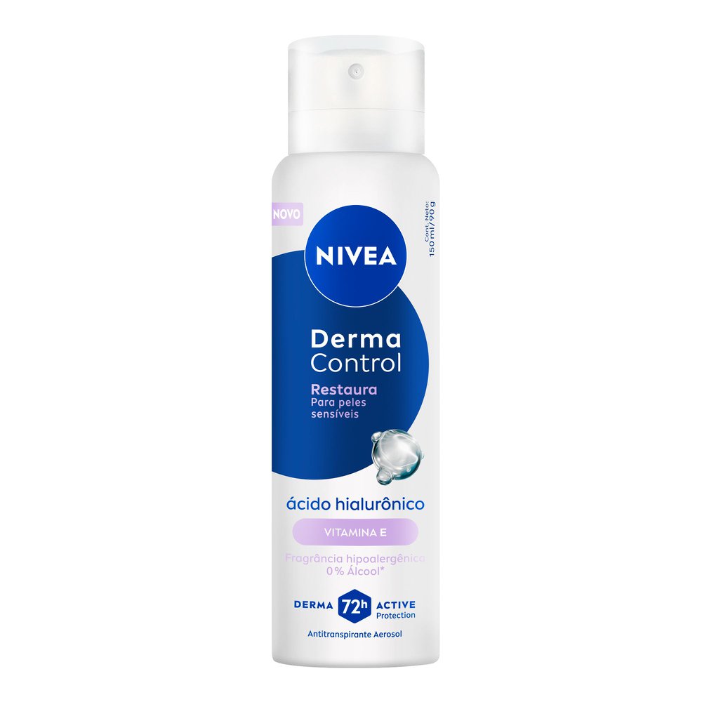 Desodorante Nivea Derma Control Restaura Pele Sensíveis Ácido Hialuronico Aerosol 150ml