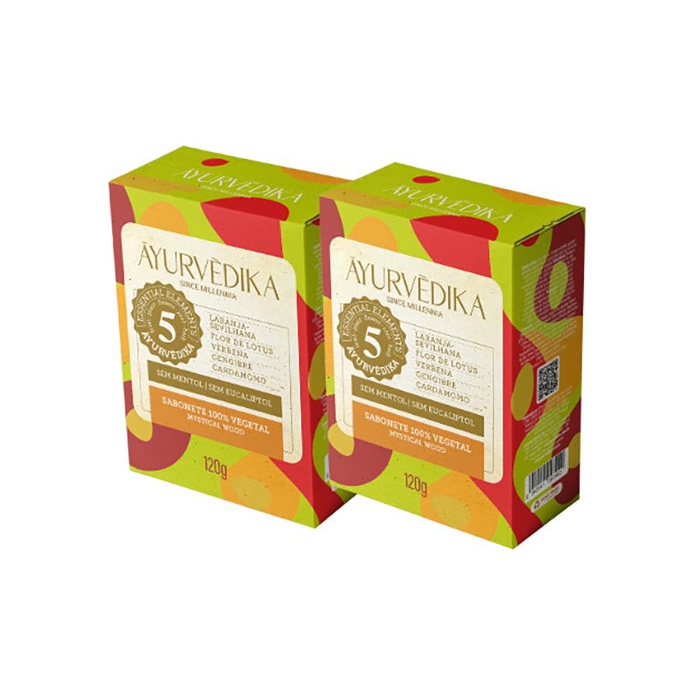 Kit 2 Sabonetes Barra 100% Vegetais Mystical Wood Ayurvédika 120g