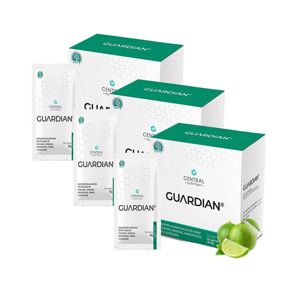 Combo 3 Guardian Sabor Limão 30 sachês 8g Central Nutrition