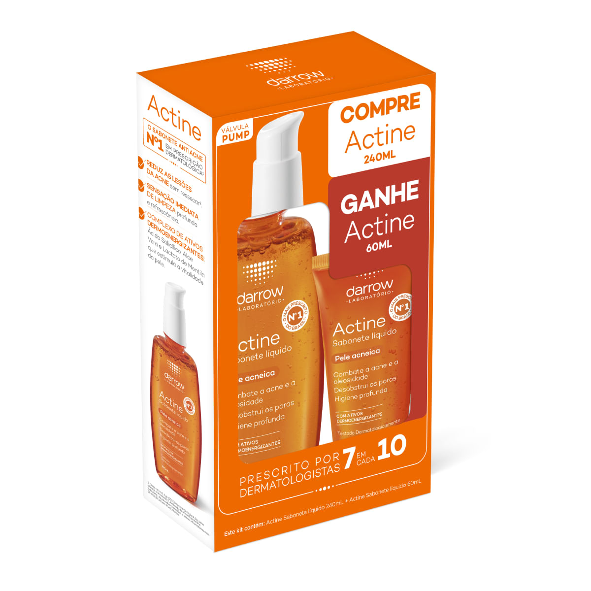 Sabonete Liquido Facial Actine 240ml + Versão 60ml Grátis