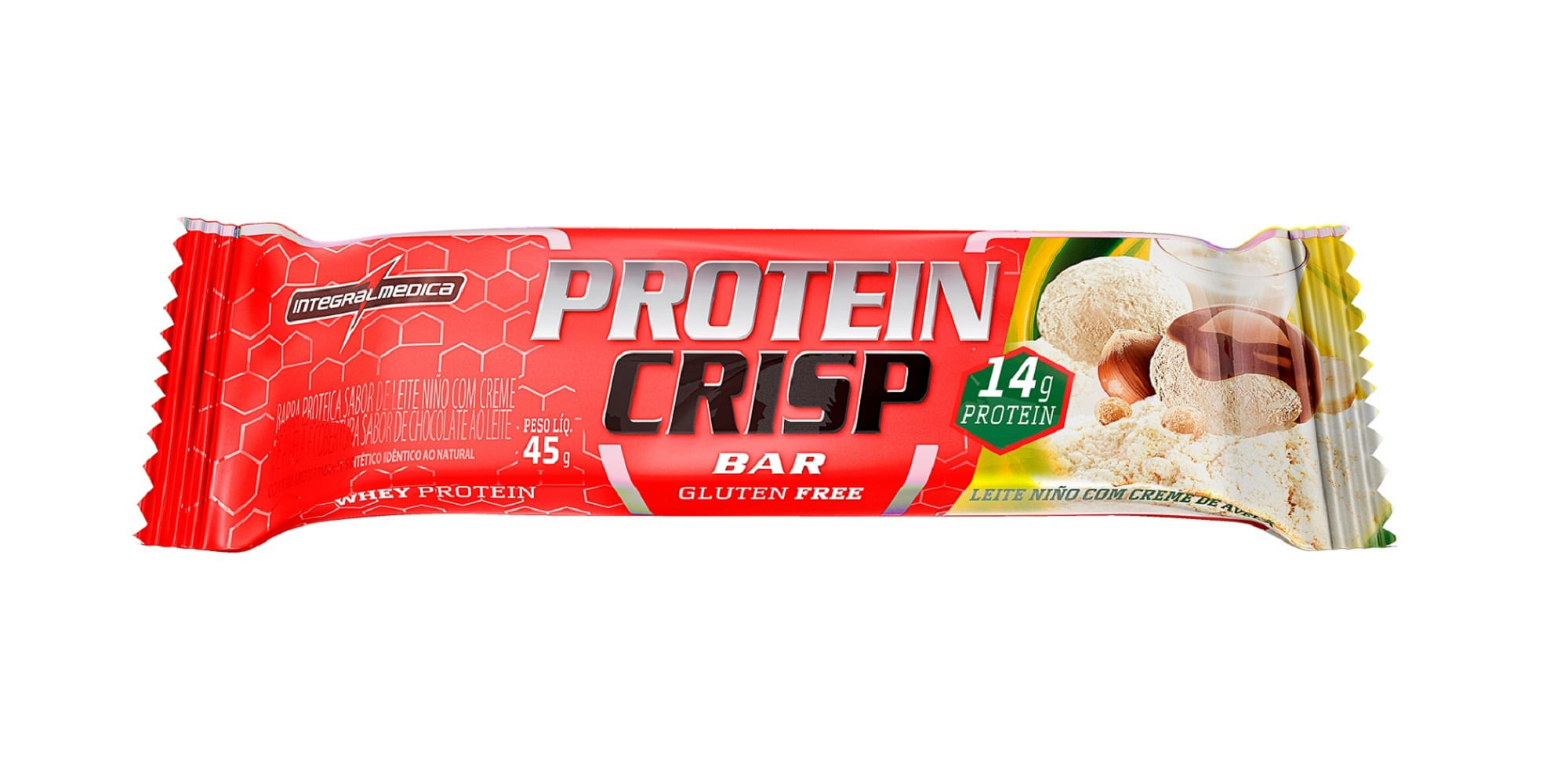 Protein Crisp Bar Integralmedica ninho com creme de Avelã 45g