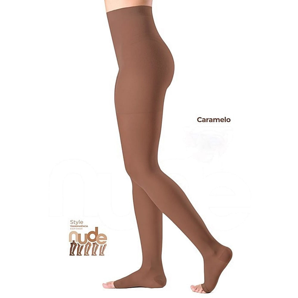 Meia-Calça Ever Sheer 20-30mmHg Aberta Caramelo Tam G3