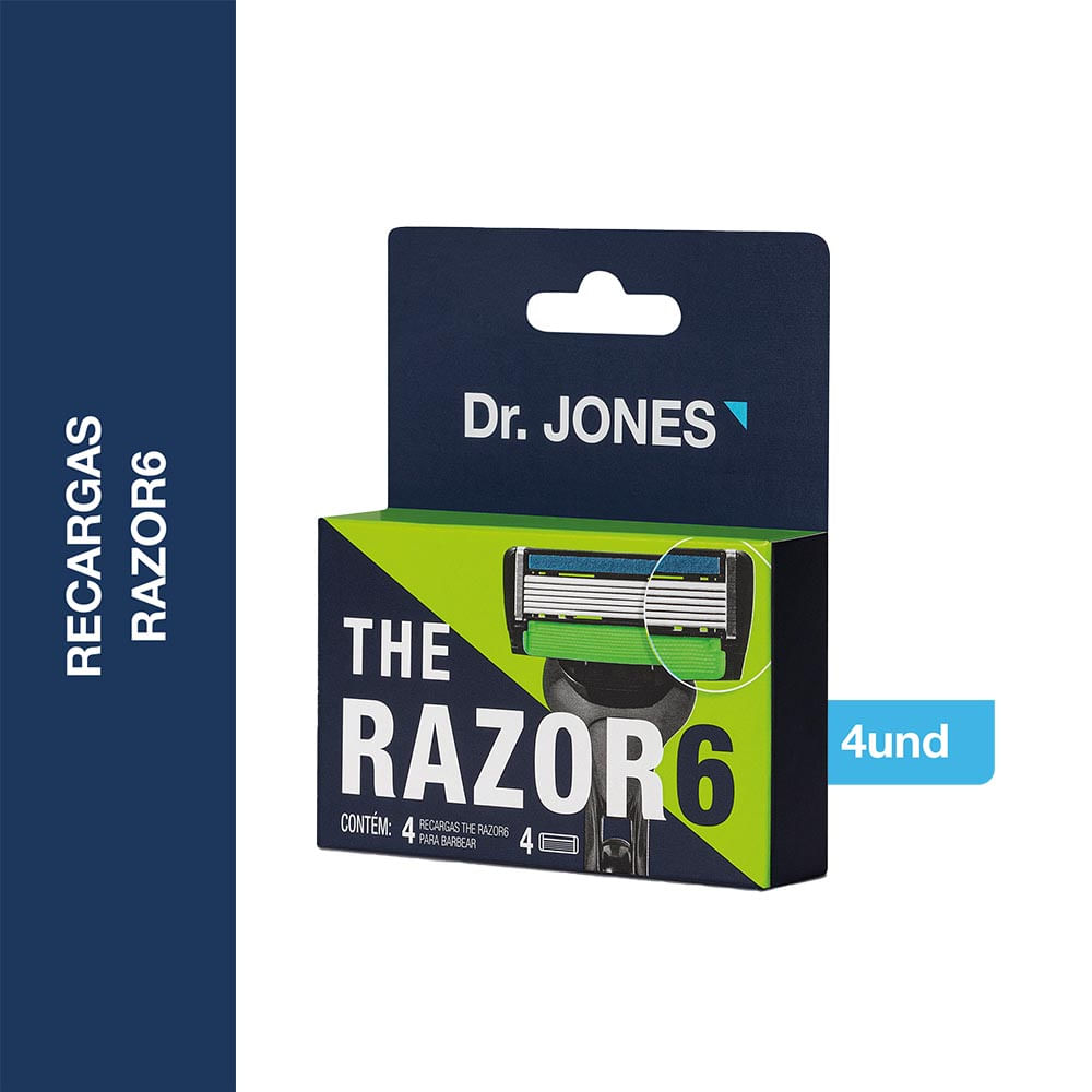Carga para Aparelho de Barbear Dr Jones Razor 6 Aloe Vera 4 Unidades