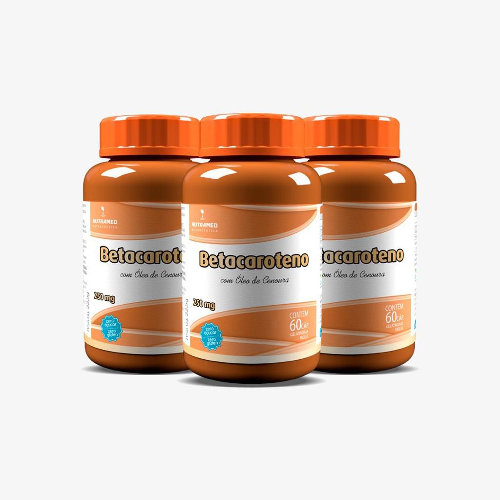 Betacaroteno - 60 Cápsulas - Kit 3 unidades