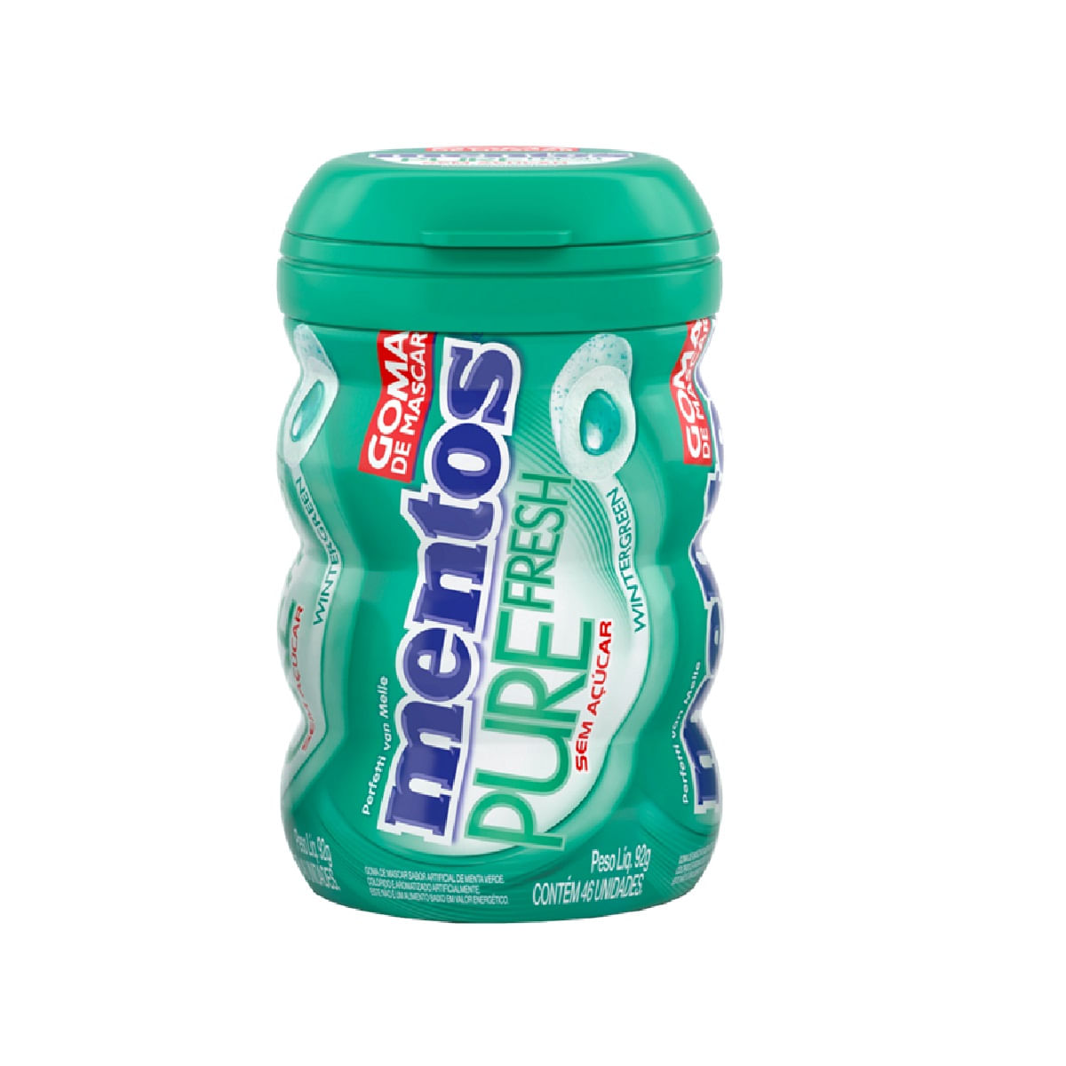Goma de Mascar Mentos Pure Fresh Sem Açúcar Sabor Wintergreen Pote 92g