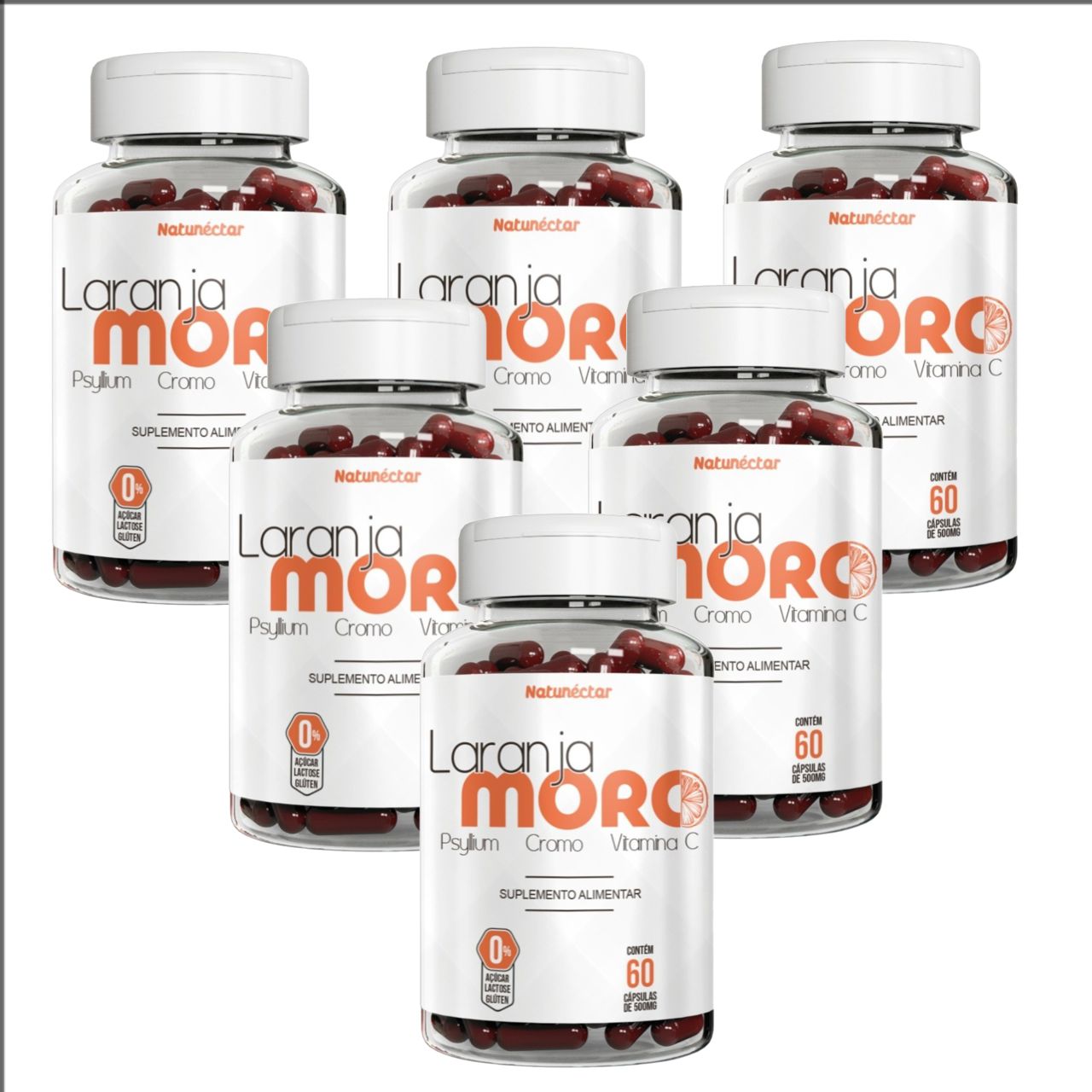 6x Laranja Moro - Morosil - 500mg - 60 Cápsulas