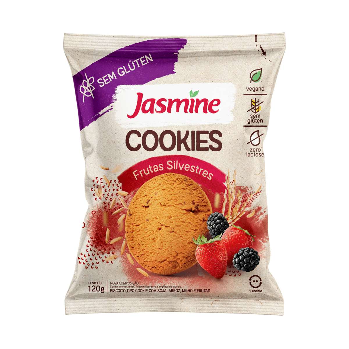 Bisc Jasm S/ Glut Frutas Silvest 150g
