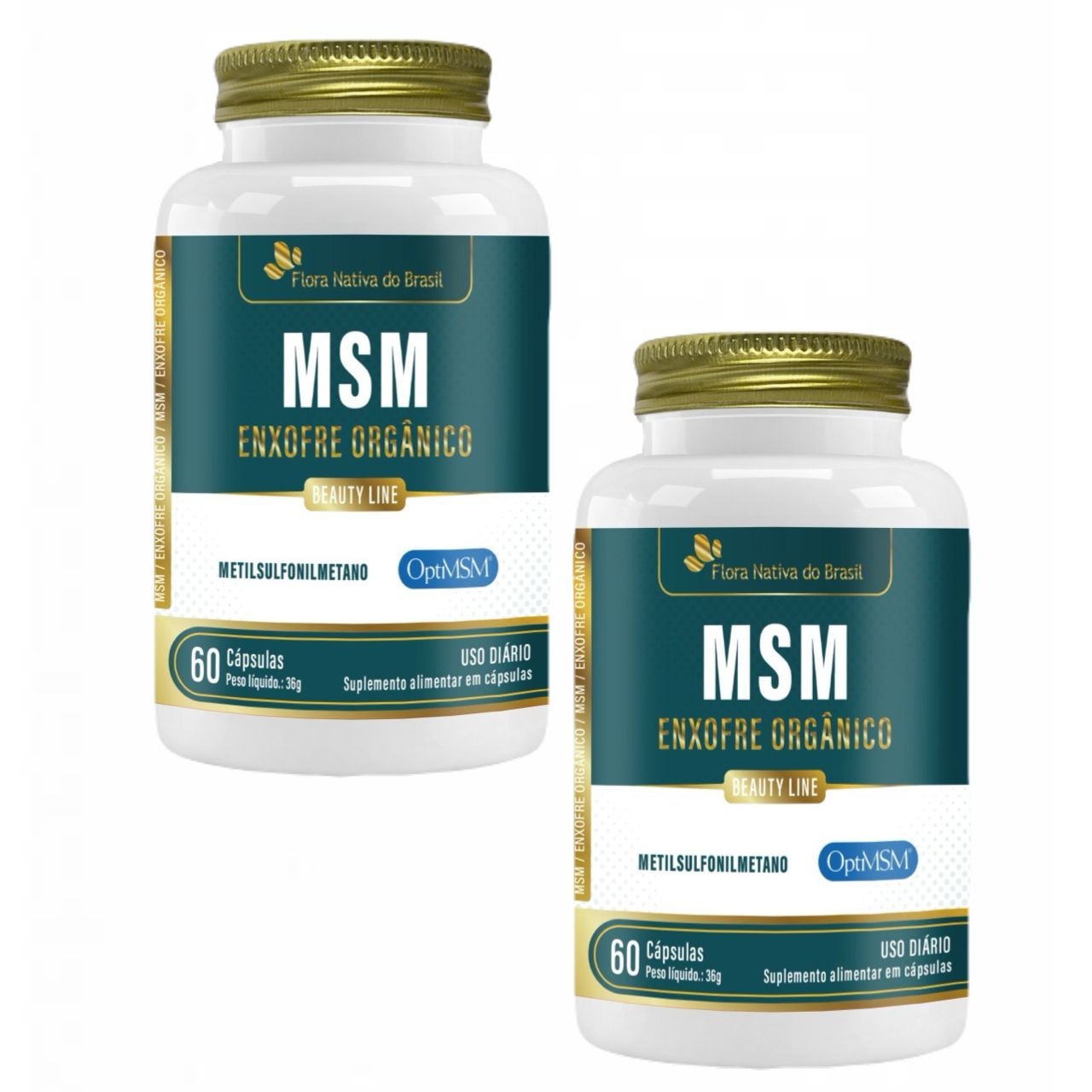 2x MSM Enxofre Orgânico + Vitamina C - 60 Cápsulas - Flora Nativa