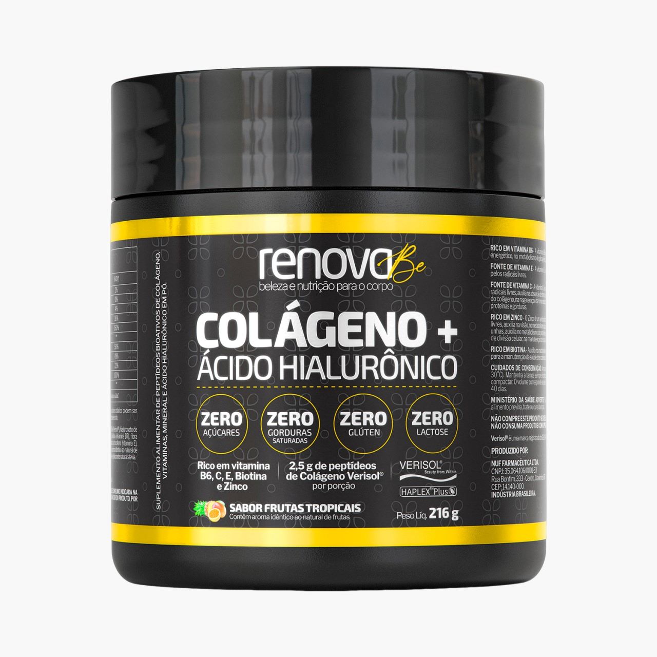 Renova Colágeno + Ácido Hialurônico Sabor Frutas Tropicais 216g