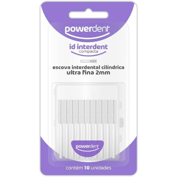 Escova Powerdent Interdental Cilíndrica Ultra Fina 2mm Branca