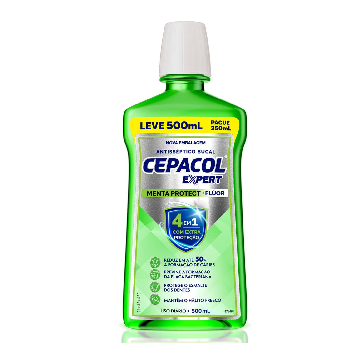 Enxaguante Bucal Cepacol Expert Sabor Menta Protect + Flúor 500ml Leve 500ml Pague 350ml