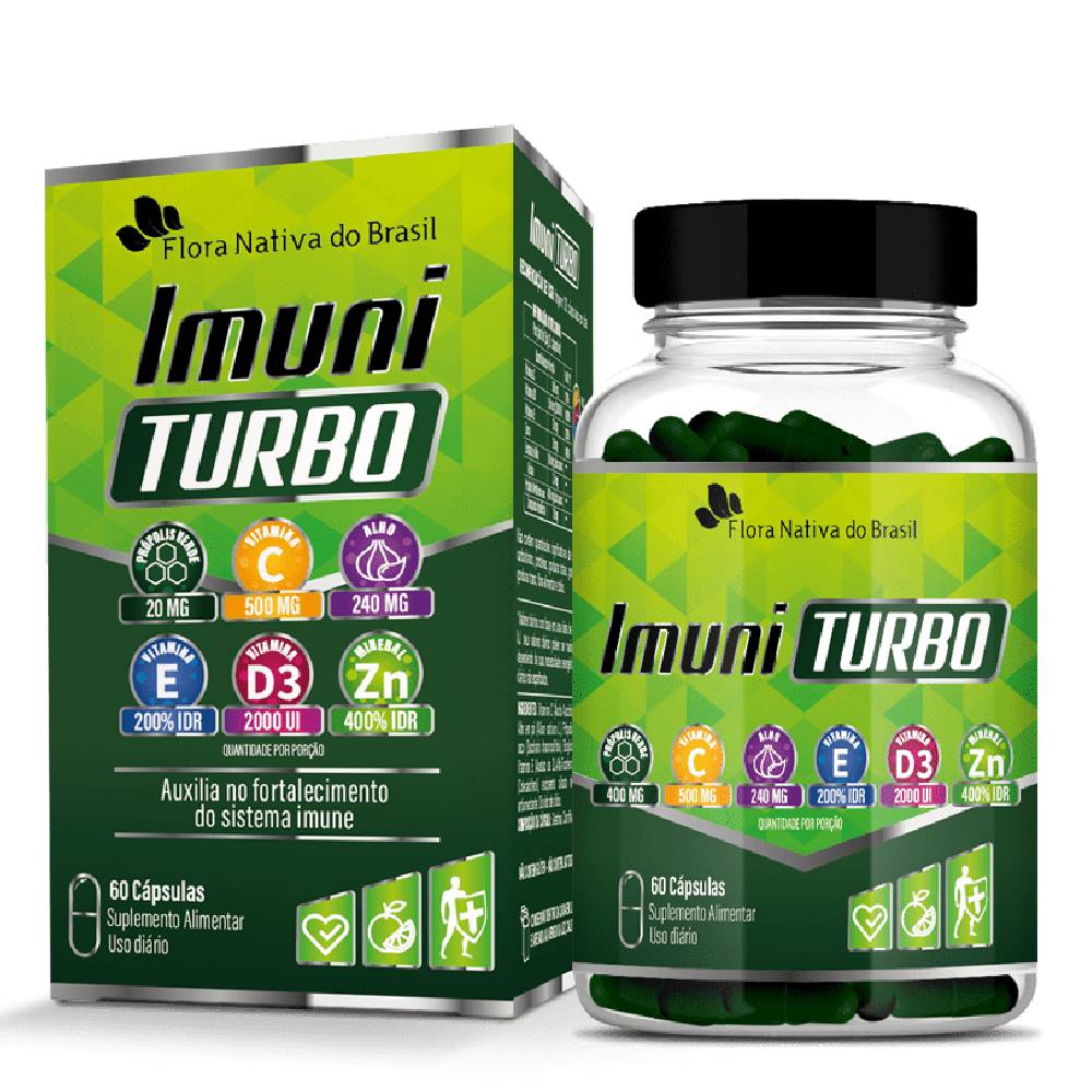 Imuni Turbo (Própolis Verde, Alho e Vitaminas) 800mg 60 cápsulas - Flora nativa