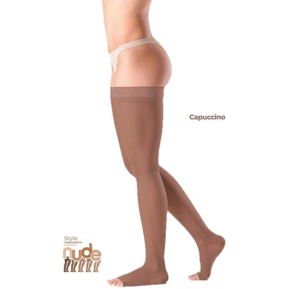 Meia 7/8 Ever Sheer 20-30 mmHg Aberta Capuccino Tam P2