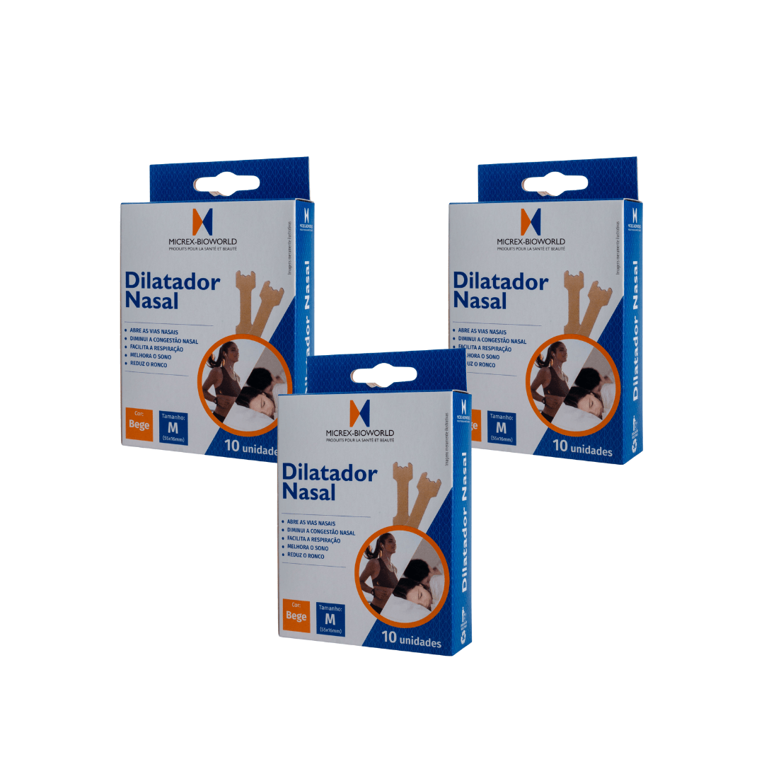 Kit com 3 Fitas Dilatadoras Nasais - Tamanho M - 10 Unidades