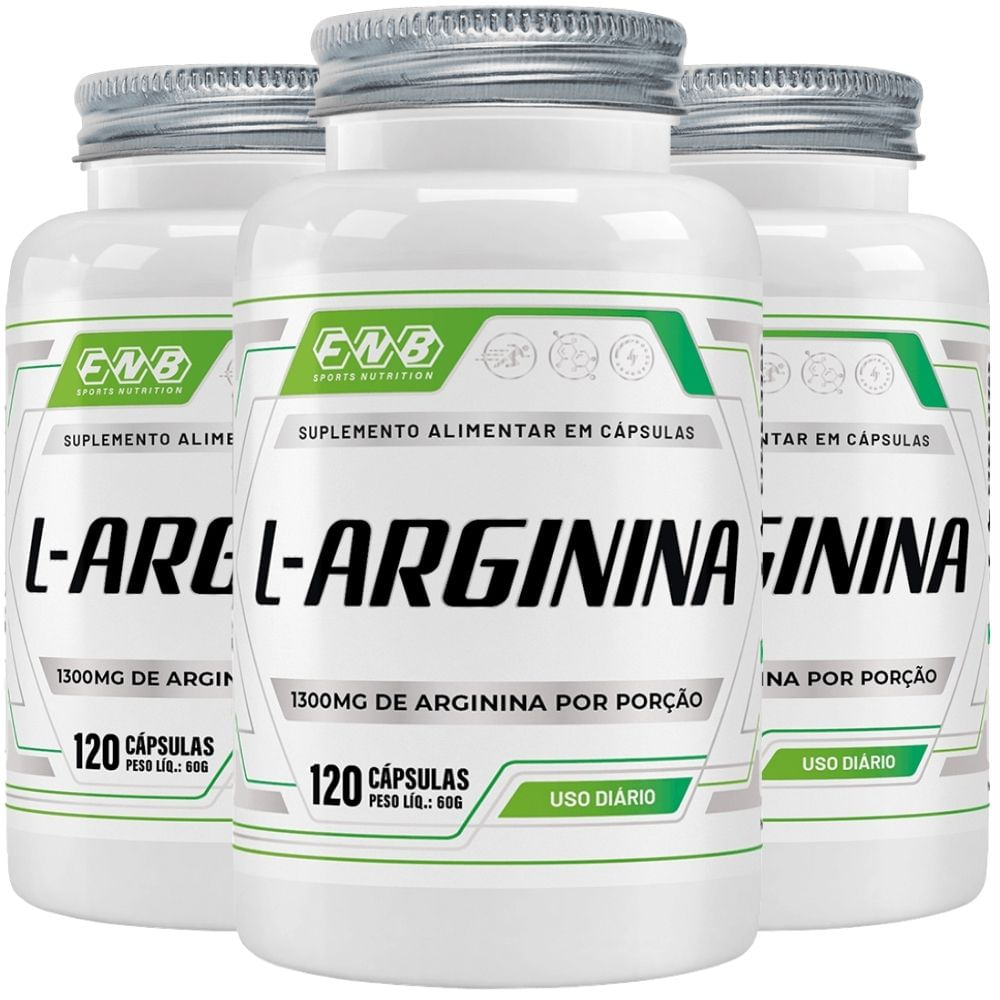 KIT 3X L-Arginina 1300mg 120 cápsulas - FNB Sports