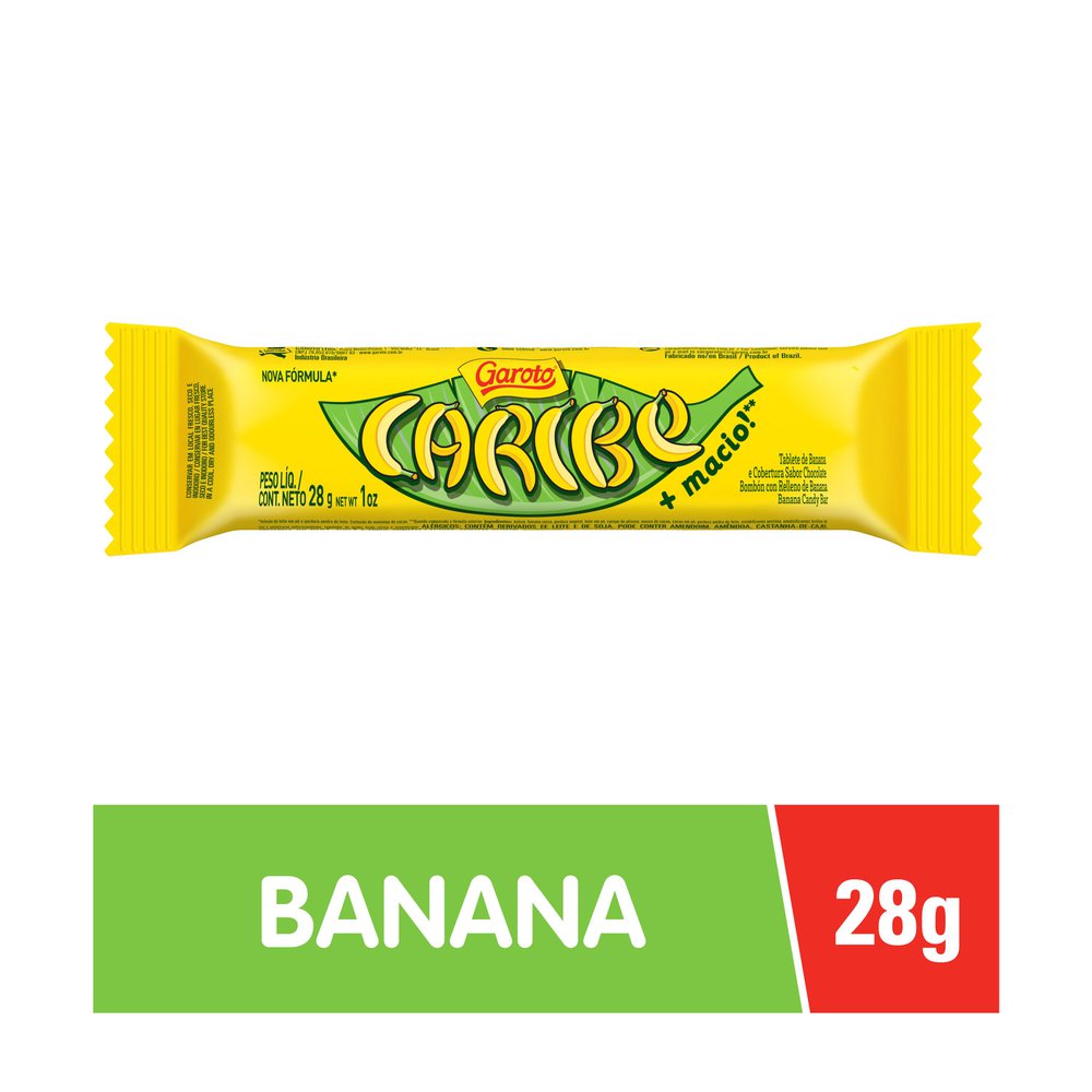 Chocolate Caribe Ao Leite Sabor Banana 28g