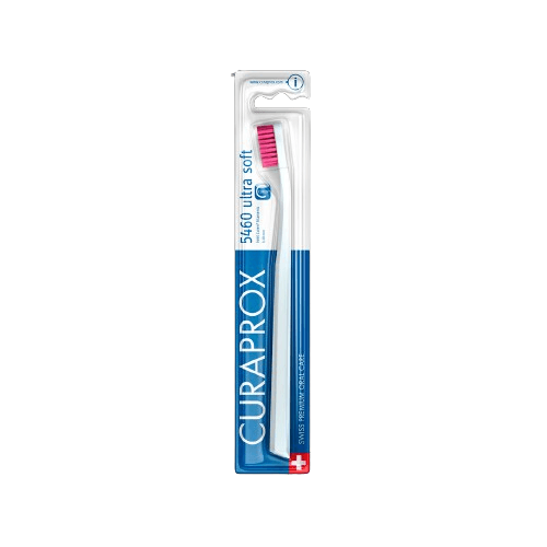 Escova Dental Curaprox 5460 Ultra Soft Cerdas Ultrafinas Branca e Rosa 1 Unidade