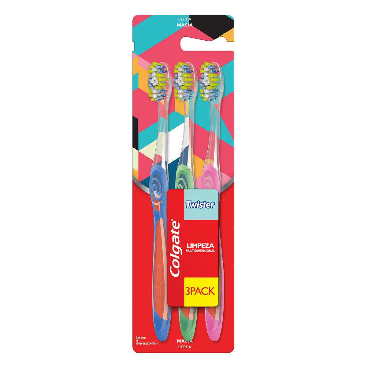 Escova De Dental Colgate Twister Macia 3 Unidades