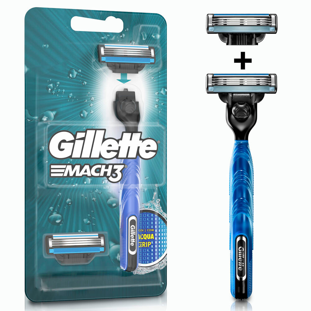 Aparelho Para Barbear Gillette Mach3 Gel Aqua Grip Com 2 Cargas