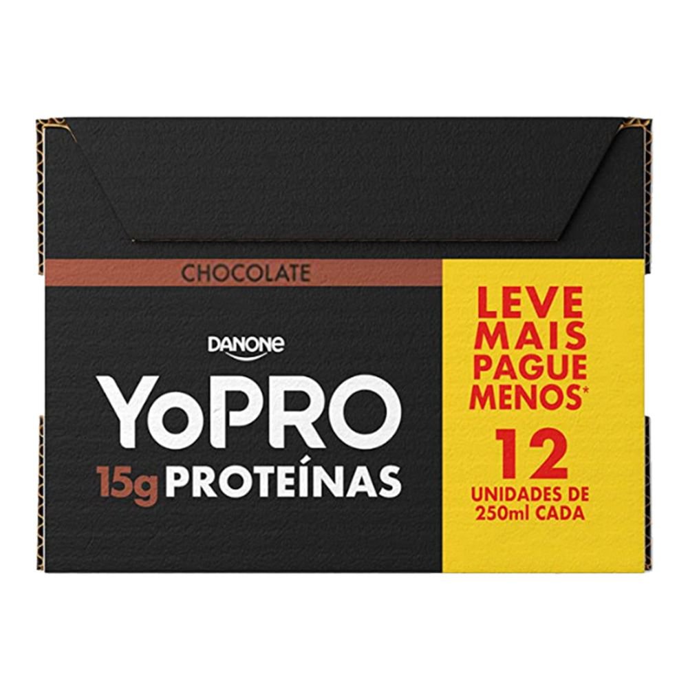 Bebida Láctea Yopro Uht Chocolate Zero Lactose 15g 12 Unidades De 250ml Cada