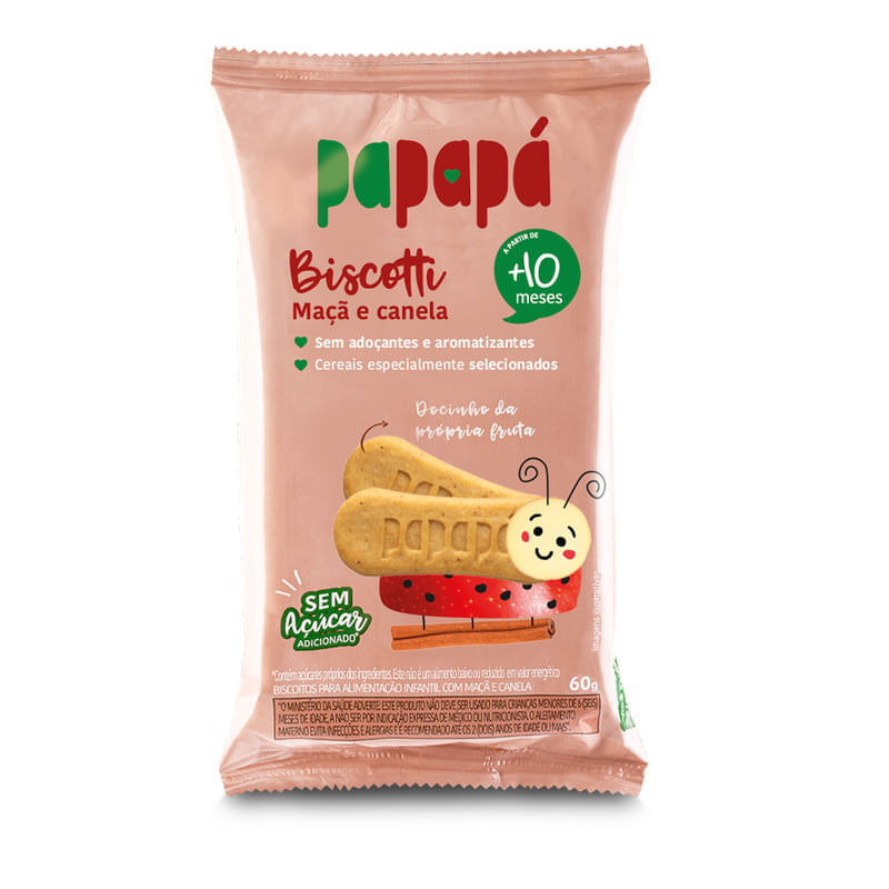 Biscoito Infantil Biscotti - Maçã e Canela - Papapá 60g
