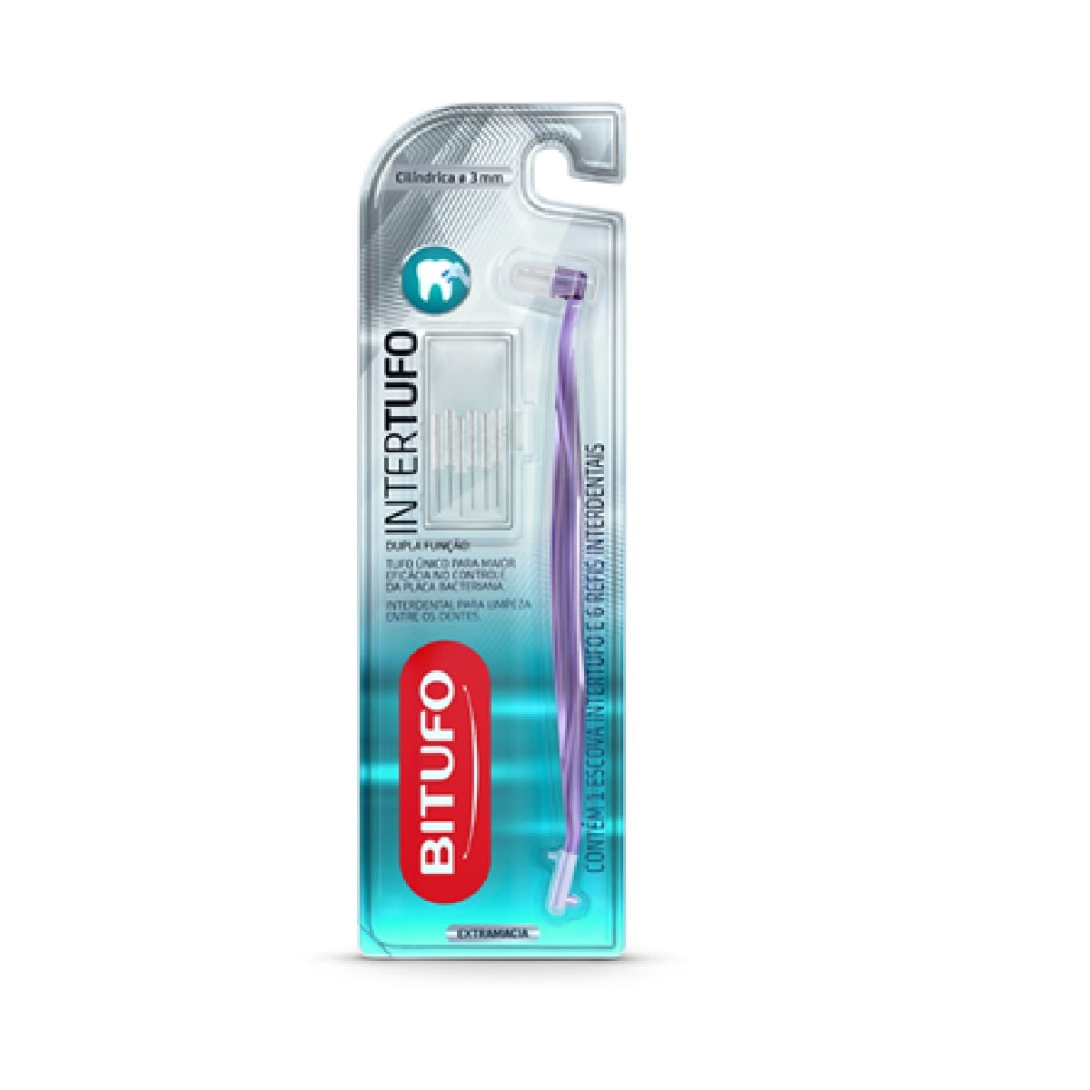 Escova Interdental Bitufo Intertufo Cilíndrica Extra Macia 1 Unidade + 6 Refis Interdentais