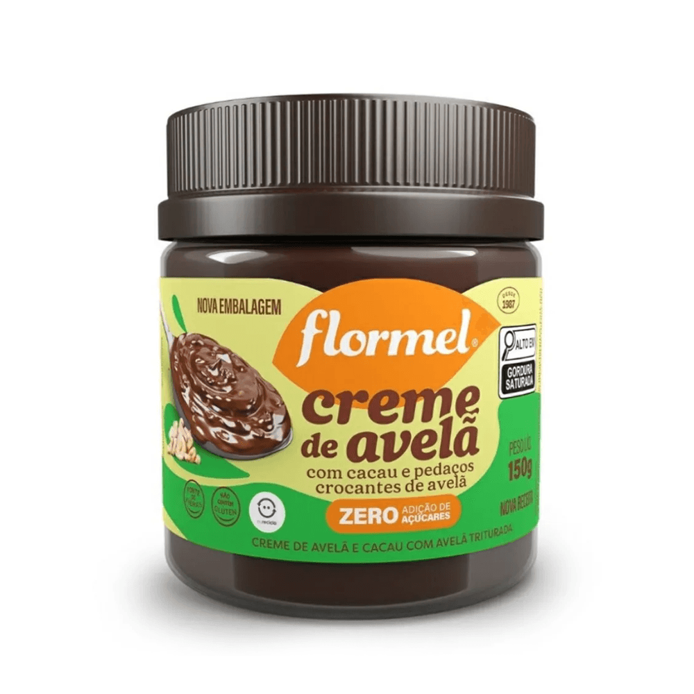 Creme De Avela Flormel Cacau Com Pedacos Crocantes De Avela Zero Açucar 150g