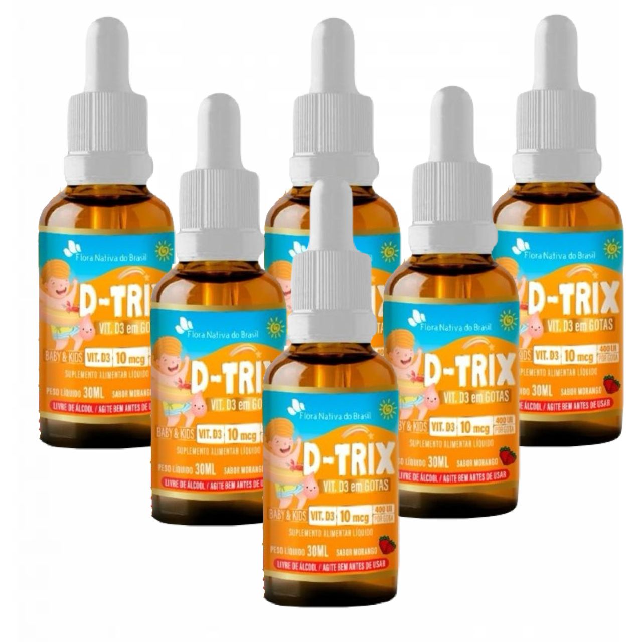 D Trix - Vitamina D3 Kids - 30ml - Sabor Morango - Flora Nativa (6x)