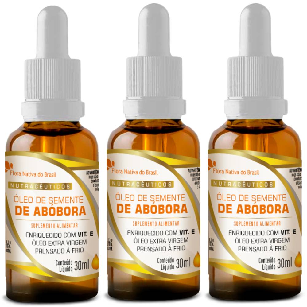 KIT 3X Óleo de Semente de Abóbora em Gotas 30ml - Flora nativa