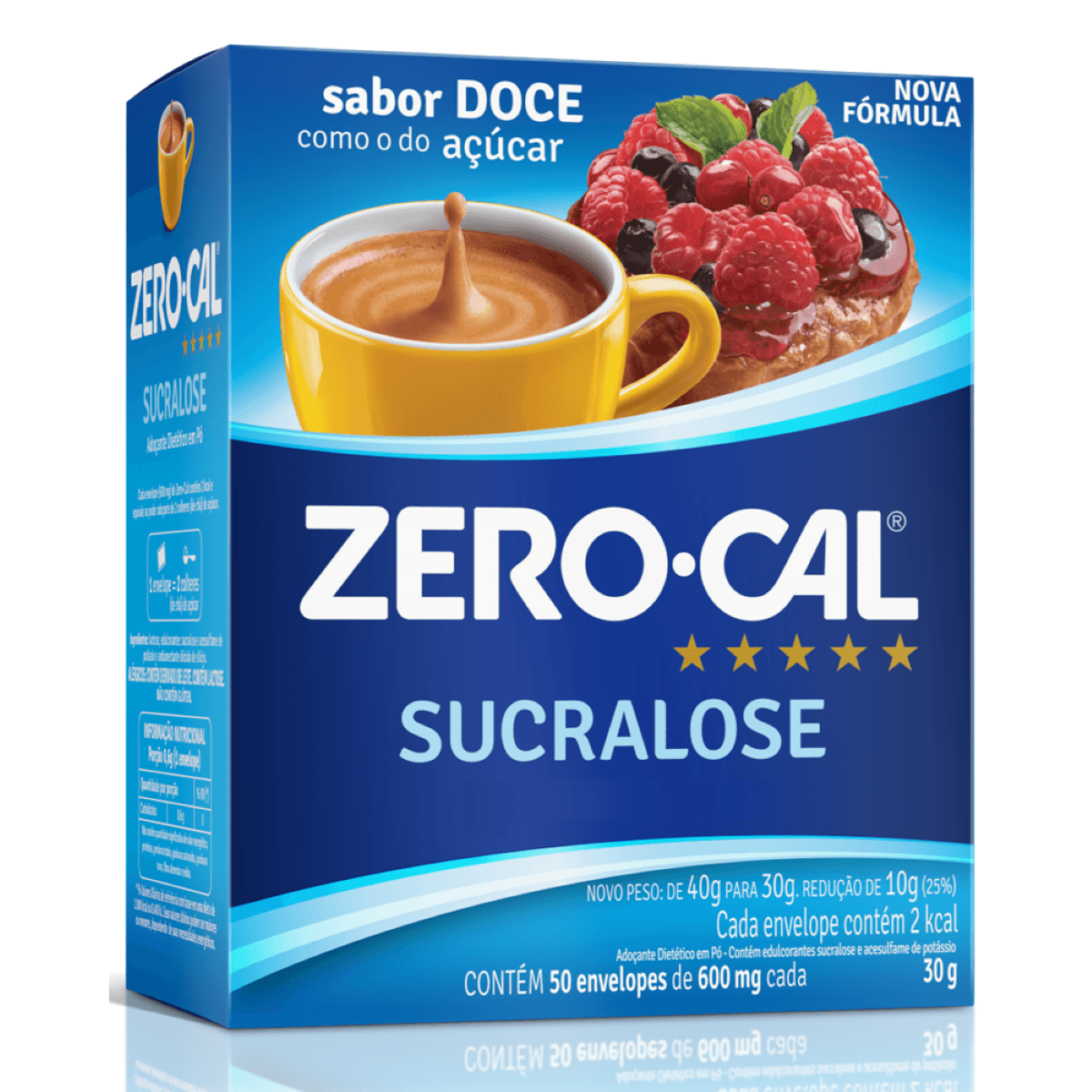 Adoçante em Pó Zero-Cal Sucralose 1 Unidade com 50 Sachês de 600mg cada