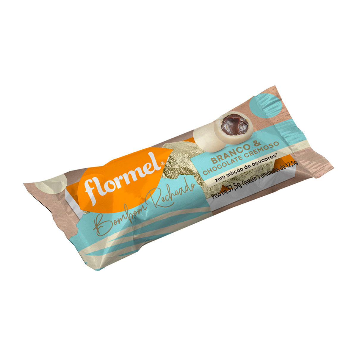 Bombom recheado Flormel Branco & chocolate cremoso 37,5g