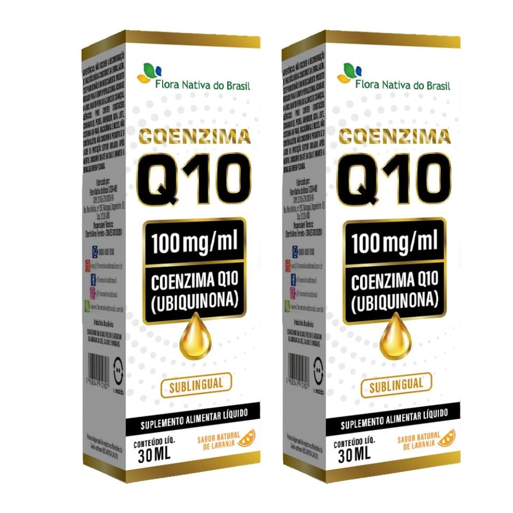 KIT 2X Coenzima Q10 Sublingual em gotas 30ml - Flora Nativa Sabor:Laranja