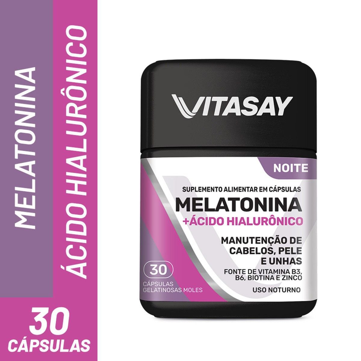 Vitasay Noite Melatonina + Ácido Hialurônico 30 Cápsulas Moles