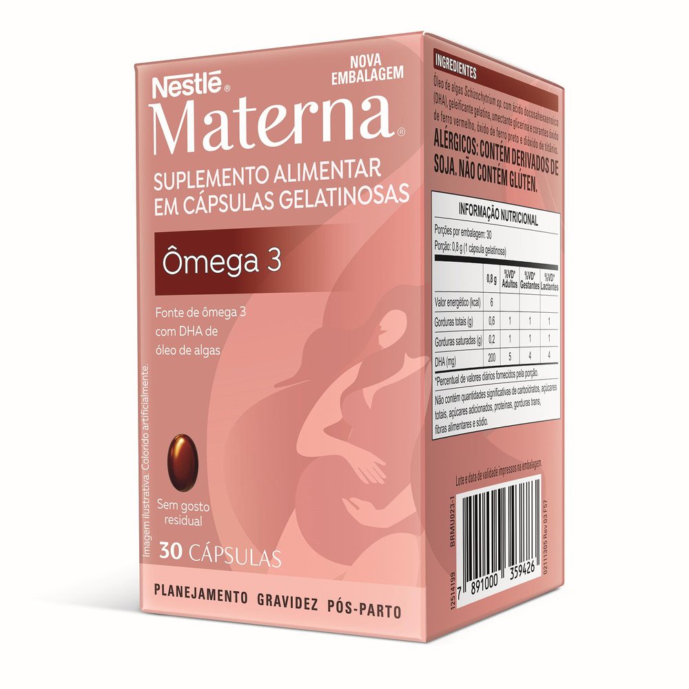Suplemento alimentar em cápsulas Materna Ômega-3 30 unidades