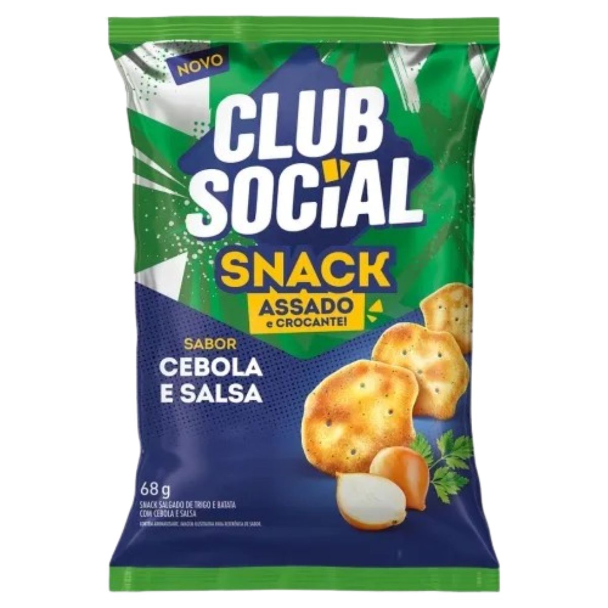 Snack Assado Crocante Club Social Sabor Cebola E Salsa 68g