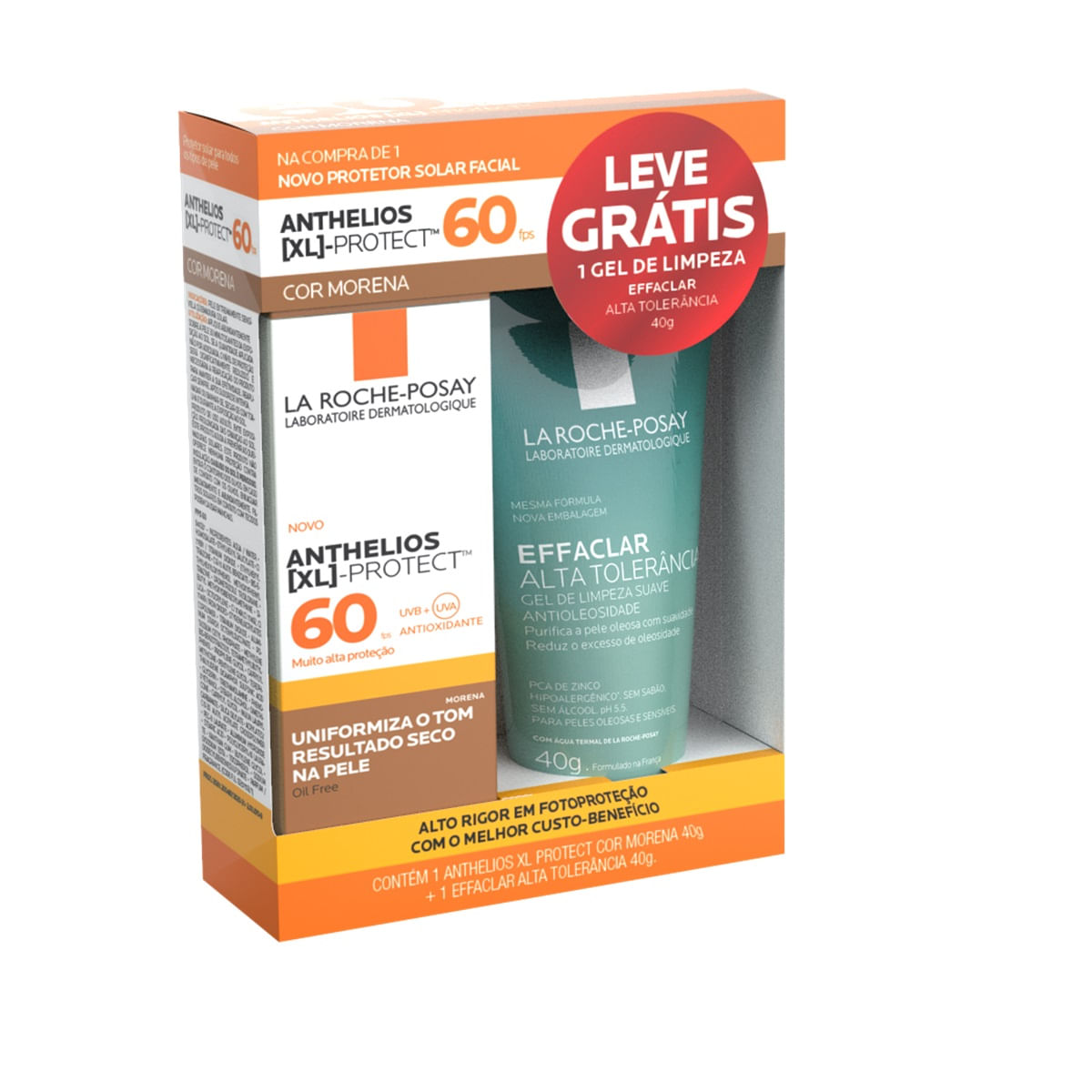 Anthelios Xl Protect Fps60 Cor Morena 40g Grátis Effaclar Alta Tolerancia 40g